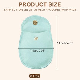 sourcing map 8 Pcs Velvet Jewelry Pouches, 7.5 x 11.5 cm Snap Button Jewelry Velvet Gift Bags Organizer for Rings Necklace Bracelet (Blue)