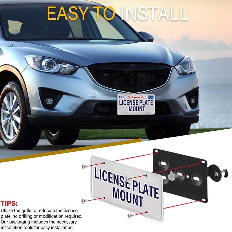Anti-Theft License Plate Holder Compatible with Mazda CX-30 2020-2024, Mazda
