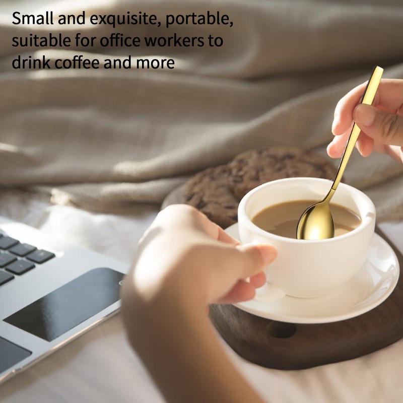 Berglander Gold Teaspoon, Set of 12, Titanium Gold-Plated Stainless Steel