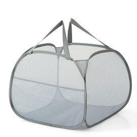 Kimmama Laundry Baskets, Foldable Pop-Up Mesh Collapsible Hamper with Side Pocket, Handle, Removable Clothes Storage Bin for College Dorm, Bathroom, Kid Room, Travel, 95L (50x50x38 CM, Grey)