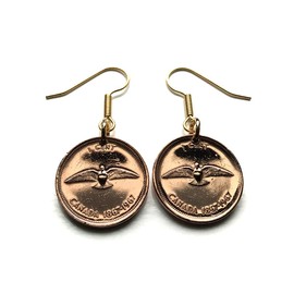 1967 Canada 1 Cent coin earrings Canadian rock dove pigeon Ottawa Toronto Montreal Vancouver Calgary Edmonton Quebec Niagara Winnipeg Hamilton Ontario British Columbia Alberta Manitoba Halifax e000010