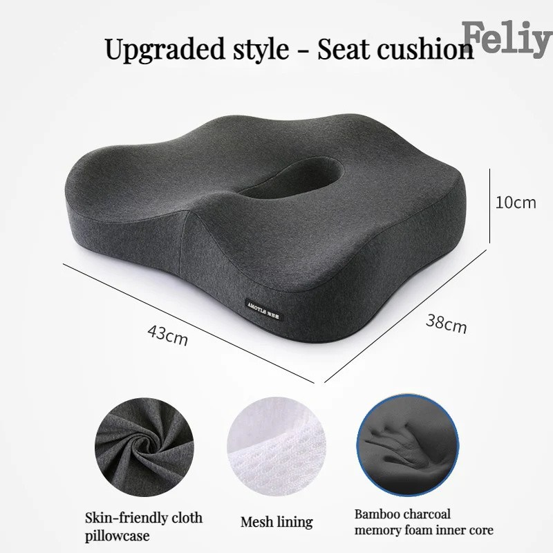 Memory Foam Seat Cushion and Lumbar Support Pillow for Office