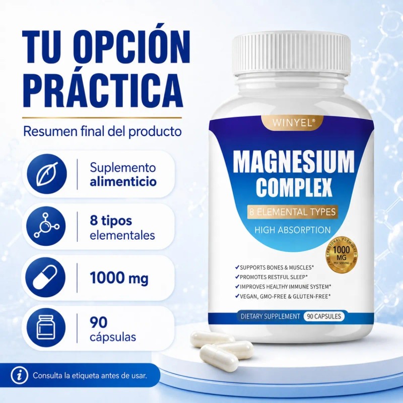 Magnesio Complejo Ocho Tipos Fórmula Nutricional Diaria Plus