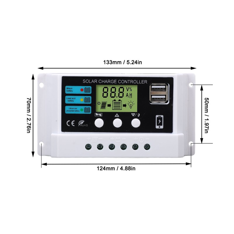 Solar Controller Industrial Chip LCD Display Overload Protection Solar Regulator