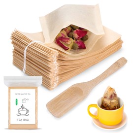 TmeyDou Disposable Drawstring Tea Strainer Bag Empty Tea Bag Corn Fiber Natural Material Safety Sealed Tea Bag, Biodegradable and Compostable 200Pieces 3.54’’x2.75’’(log)