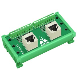 RJ45 8P8C DIN Schienenmontage Ethernet Dual Weiblich Terminal Steckverbinder Verteiler Breakout Board,Vertikal Buchsen Adapter (Vertikal)