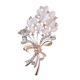 Reizteko Creative Artificial Opal Rhinestone Wheat Ears Flower Brooch Women Girls Lapel Scarf Pin