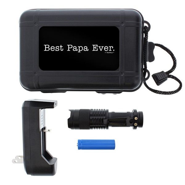 Christmas Gifts for Papa Best Papa Ever LED Flashlight with Case and Charger Gift Bundle Tactical Flashlight Mini LED Pocket Torch