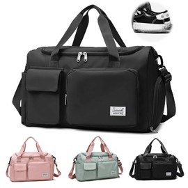 Sports Bag for Men and Women with Shoe Compartment and Wet Compartment, black, Sports