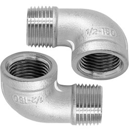 ISDVBUY 2 Pack 304 Stainless Steel Elbow, 90 Degree Pipe Fittings 1/2 Inch NPT Male and Female, for Plumbing Construction