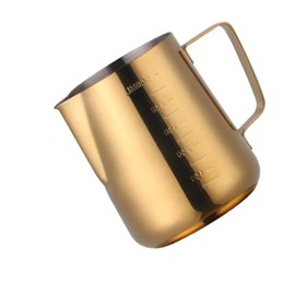 Hoshen Espresso Steamer Jug (600 ml), Stainless Steel Inside and Outside Drawn Flower, Coffee Art Pen, Latte Puccino Art Milk Frothing Jug, Gold