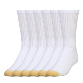 GOLDTOE Men's Harrington Crew Socks, Multipairs, White (6-pairs), X-Large
