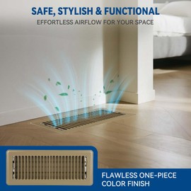 4" x 12" Floor Register Vent Covers 6-Pack, Walkable Powder-Coated Metal Vent Covers with Adjustable Airflow, Curved Safe Edges for Floor/Wall, Brown