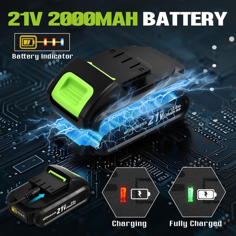WorkBless WORKBLESS 21V Power Drill Set, Cordless Drill with Battery