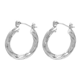 JOLCHIF Twisted Small Silver Hoop Earrings for Women 14K White Gold Plated Hypoallergenic Earrings Jewelry