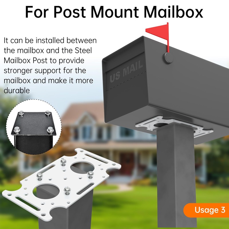Mailbox Mounting Board, Post Mount Adapter Plate for Metal Post,