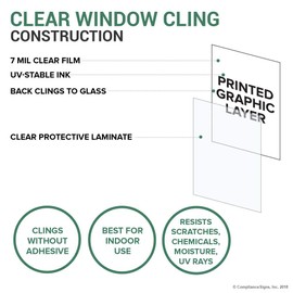 ComplianceSigns.com Texas 30.05 A Person May Not Enter with a Firearm Bilingual Window Cling, 24" x 24"