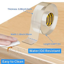 Tira protectora de bordes transparentes, 1.2 pulgadas x 9.84 pies, cinta protectora de borde afilado, protectores de esquinas autoadhesivos para gabin