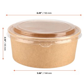 SINJEUN 60 PCS 36 oz Kraft Paper Bowls with Clear Lid, Brown Paper Soup Bowls Kraft Paper Salad Bowl for Kitchen, Party, Restaurant and Camping