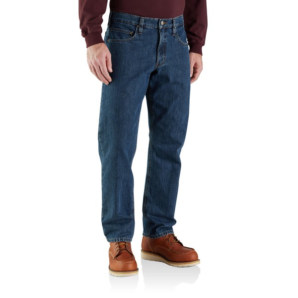 Carhartt Men's Relaxed Fit Flannel-Lined 5-Pocket Jean, Canal, 44 x