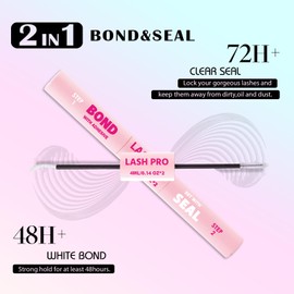 Lash Bond and Seal Waterproof Glue for Eyelash Cluster, 2-in-1 Long-Lasting 72H Strong Hold, Non-Irritating Latex-Free, DIY Lash Extensions at Home