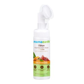 Mamaearth Ubtan Foaming Face Wash with Brush with Turmeric & Saffron for Tan Removal CLEAR 150 ml (Pack of 1)