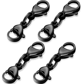 Double Lobster Clasp Extender Double Claw Connector Bracelet Extension Clasp Small Bracelet Extender Necklace Shortener Clasp for DIY Jewelry Making 0.98 Inch(Black)