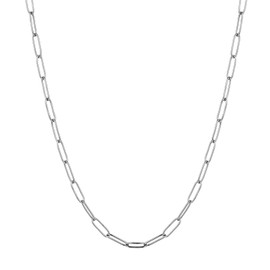 kelistom 14K Gold/Silver Tone Stainless Steel Paperclip Link Chain Choker Necklace for Women, 2.5mm 4mm 5mm Wide Oval Rectangle Link Chain, Waterproof Never Tarnish (14", 5mm wide, stainless steel)