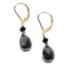 Hematite Faceted Teardrop Lever Back Earrings Gold-Filled