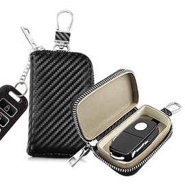 AtfArt 2 Pack Faraday Pouch for Car Keys Fob Protector Leather Signal Lsolating Bag Anti-Theft Protection Pouch Anti-Hacking Signal Suppression Bag Car Faraday Case for Car Keys (2pcs - Carbon Fiber)