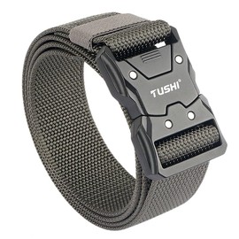 SANHIGHEND Men Tactical Belt,Quick Release Tactical Belt,Elastic Stretch 1.5" Web Work Belts,Adjustable Nylon Waist Webbing for Work Outdoor Army Policemen Casual Using (Gray)