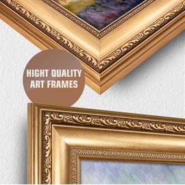 The Bay of Naples by Pierre-Auguste Renoir Painting Reproductions Framed Size:36x26 inches,Image Size:30X20 inches World Classic Reproductions For HomeDecor,Gold Frame