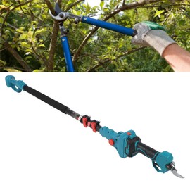 Electric Pruning Shear, Rechargeable Tree Branch Pruner with Extension Pole 180 Degree Adjustable Head Pole Pruning Shear Cordless Branch Cutter for Bushes Roses Gardens Branches