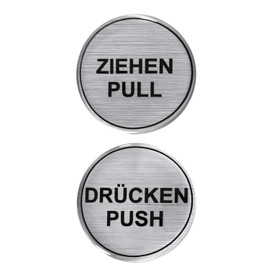 BIKE-label Door Sign 3D Sticker Diameter 45 mm Aluminium Look Pull Press 900020