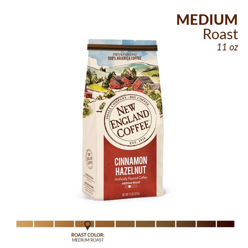 New England Coffee Cinnamon Hazelnut Medium Roast Ground Coffee, 11oz