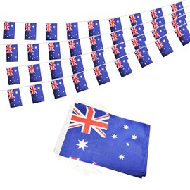 BCLin 50 Feet Australia Australian Banner Flag String, Australia Mini Flag Small Banner, for Party, Shops and Bars Decorations, Outdoor Decorations, 38 Flags (Australia)