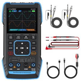 WESTOBiG Upgraded Model 2*P6100 Probe FNIRSI 3 in1 Oscilloscope/Multimeter/DDS Signal Generator with 2 Channels, 10MHz Bandwidth, 50MSa/s Sampling Rate, 10000 Counts, Voltage, Current, Capacitor, Resistor