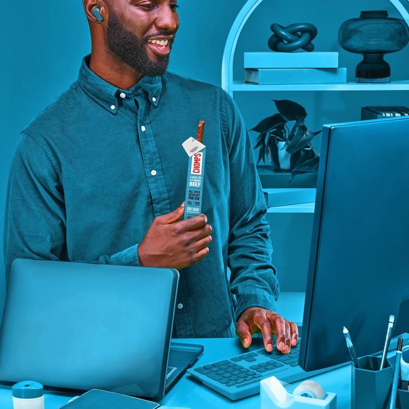 Chomps Sea Salt Grass-Fed and Finished Beef Stick - Box: