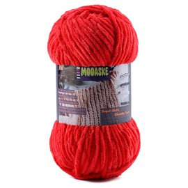 Hilo de manta para bebé para ganchillo, hilo de felpilla suave de terciopelo para tejer amigurumi haciendo bufandas, muñecas, 100 g/3.5 oz 131 yardas de grosor (1, rojo)