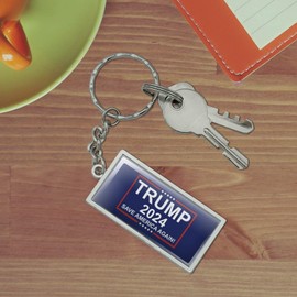 GRAPHICS & MORE Rectangle Trump 2024 Keychain in Chrome Plated Metal