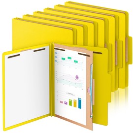 12 Pcs Classification Folders 1 Divider 2 Inch Expansions Heavy Duty 2 Prongs Fastener Pressboard Classification File Folder for Employee Standard Medical File Document Office(Yellow)