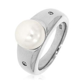 XEN 2 Diamond and Freshwater Cultured Pearl Ring, Sterling Silver, Women