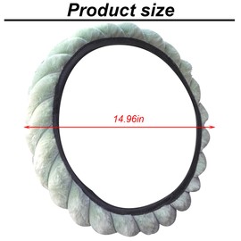 HZEL Car Steering Wheel Cover, Fuzzy Fluffy Anti-Slip Vehicle Steer Wheel Protector, Soft Warm Plush Automotive Interior Steering Wheel Protection Cover Accessories, Universal for Most Cars (Green)