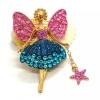 Betsey Johnson MAGIC Star FAIRY Angel PIXIE Rhinestone BetsyJohnson Necklace Pendnt Brooch Blue