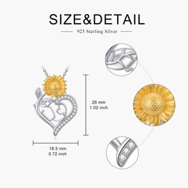 SELKAT Stethoscope Necklace for Women 925 Sterling Silver Sunflower and Stethoscope Pendant Necklace for Nurse Doctor Nurse's Day Birthday Christmas Jewelry Gift for Her