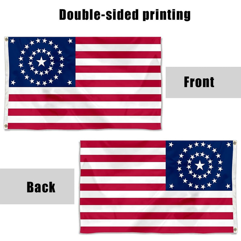 Fyon US 38 Star Flag Concentric Circles Flag Indoor and