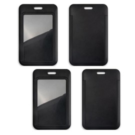 Yharnamite 4 Pcs Sliding ID Badge Holder with Clear Window ID Card Protector, Slide Open ID Card Case Vertical Work Badge Holder for Office, School, Credit Cards, Driver’s Licenses and Passes (Black)