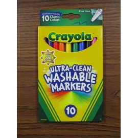 Crayola 10 Pack Ultra Clean Fine Line Washable Markers, 58-7852 Made in U S A