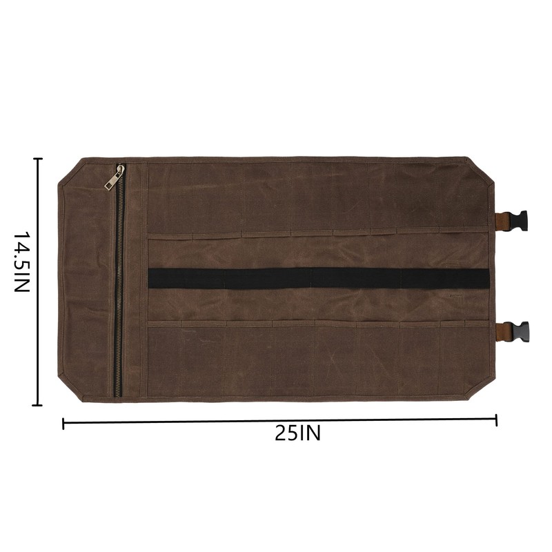 Tool Roll Bag, Durable, Waxed Canvas, Tool Roll Bag, Multi-Purpose