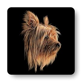 Fractal Artworks Silky Terrier Coaster with Fractal Art Design #1-3. Perfect Dog Owner Gift.